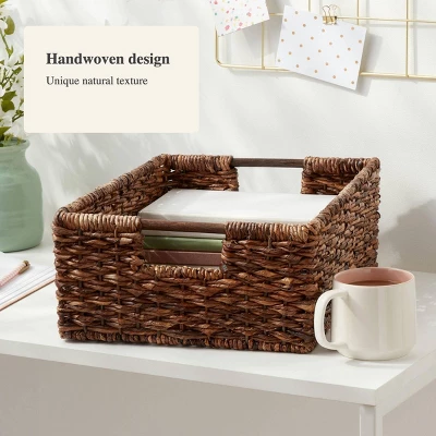 Woven Abaca Folio Bin - Brightroom™: Handwoven Brown Storage Basket, Rectangle, Lacquered Finish, Ethical Handcraft 3 Woven Abaca Folio Bin - Brightroom™: Handwoven Brown Storage Basket, Rectangle, Lacquered Finish, Ethical Handcraft - Image 3