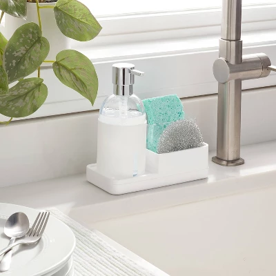 Plastic Soap Pump With Silicone Holder With Caddy & Tray White - Brightroom™: Kitchen Soap Caddy Dispenser 1 Plastic Soap Pump With Silicone Holder With Caddy & Tray White - Brightroom™: Kitchen Soap Caddy Dispenser