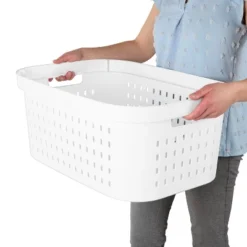 1.5bu Rectangle Modern Laundry Basket - Brightroom™: White Plastic Clothes Basket With Built-In Handles, Medium Size 10 1.5bu Rectangle Modern Laundry Basket - Brightroom™: White Plastic Clothes Basket With Built-In Handles, Medium Size -Home Comfort Store GUEST d6606117 ec93 434a 98af c3a1505ebe2b