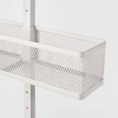 Over The Door Storage Rack With Mesh Baskets - Brightroom™: Metal Frame, Powder-Coated, Universal Storage, White 2 Over The Door Storage Rack With Mesh Baskets - Brightroom™: Metal Frame, Powder-Coated, Universal Storage, White - Image 2