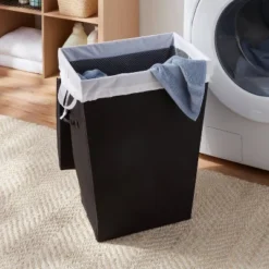Laundry Hamper With Lift Liner And Lid Black - Brightroom™