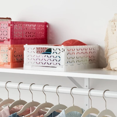 Rectangular Plastic Foldable Medium Crate White - Brightroom™ 1 Rectangular Plastic Foldable Medium Crate White - Brightroom™