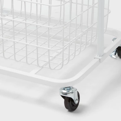 Wire Wood Basket Cart - White - Brightroom™ 2 Wire Wood Basket Cart - White - Brightroom™ - Image 2