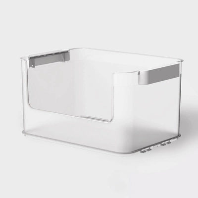 Click In Place 20.7qt Clear Open Front Plastic Storage Bin For Home And Office Organization White Latch - Brightroom™ 1 Click In Place 20.7qt Clear Open Front Plastic Storage Bin For Home And Office Organization White Latch - Brightroom™