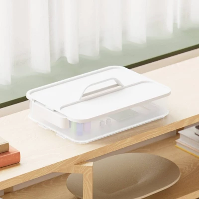 Click In Place Large Lid With Handle For Plastic Storage Bins For Home And Office Organization White - Brightroom™ 3 Click In Place Large Lid With Handle For Plastic Storage Bins For Home And Office Organization White - Brightroom™ - Image 3