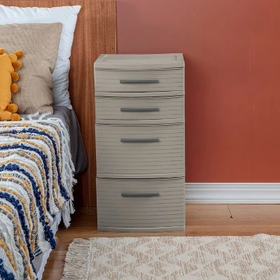 4 Drawer Weave Tower Dark Gray - Brightroom™: Plastic Storage Organizer, Portable Utility Drawers, Universal Storage 2 4 Drawer Weave Tower Dark Gray - Brightroom™: Plastic Storage Organizer, Portable Utility Drawers, Universal Storage - Image 2