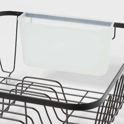 Small Steel Dish Drainer Black - Brightroom™: Freestanding Dish Drying Rack With Utensil Holder, Powder-Coated Steel 2 Small Steel Dish Drainer Black - Brightroom™: Freestanding Dish Drying Rack With Utensil Holder, Powder-Coated Steel - Image 2