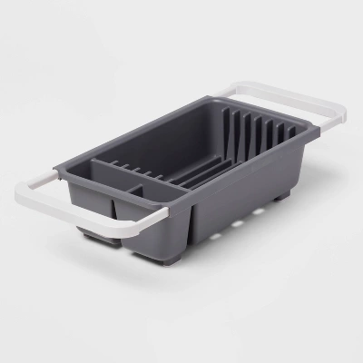 Over The Sink Dish Drainer Gray - Brightroom™: Freestanding Dish Drying Rack & Sponge Holder, Polypropylene, Hand Wash 3 Over The Sink Dish Drainer Gray - Brightroom™: Freestanding Dish Drying Rack & Sponge Holder, Polypropylene, Hand Wash - Image 3