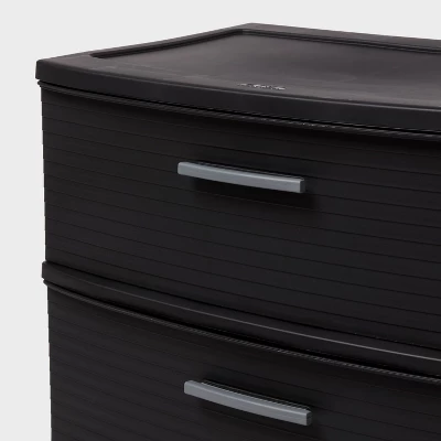 3 Drawer Wide Tower - Black - Brightroom™ 2 3 Drawer Wide Tower - Black - Brightroom™ - Image 2