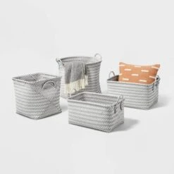 Large Woven Rectangular Storage Basket Gray/White - Brightroom™ 6 Large Woven Rectangular Storage Basket Gray/White - Brightroom™ -Home Comfort Store GUEST f7afc392 cd5f 4f5b b71c de34f8204ec5