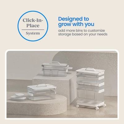 Click In Place 20.7qt Clear Open Front Plastic Storage Bin For Home And Office Organization White Latch - Brightroom™ 7 Click In Place 20.7qt Clear Open Front Plastic Storage Bin For Home And Office Organization White Latch - Brightroom™ - Image 7