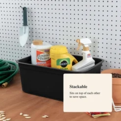 Folio Heavy Duty Storage Bin - Brightroom™: Black Plastic, Stackable, Portable, Universal Storage, 18.6 Volume Capacity 12 Folio Heavy Duty Storage Bin - Brightroom™: Black Plastic, Stackable, Portable, Universal Storage, 18.6 Volume Capacity -Home Comfort Store GUEST ffee4270 d976 4a1d 8f8a dcb319bc901c